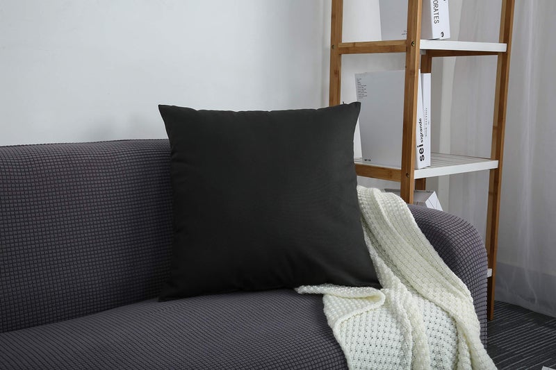 TangDepot Cotton Solid Throw Pillow Covers, 12 INCH x 12 INCH, Charcoal Gray - Image 5